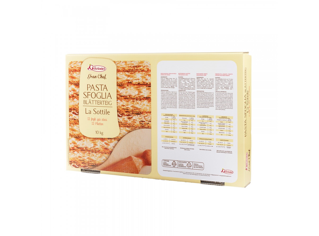 PASTA SFOGLIA STESA 'LA SOTTILE'   KG.10